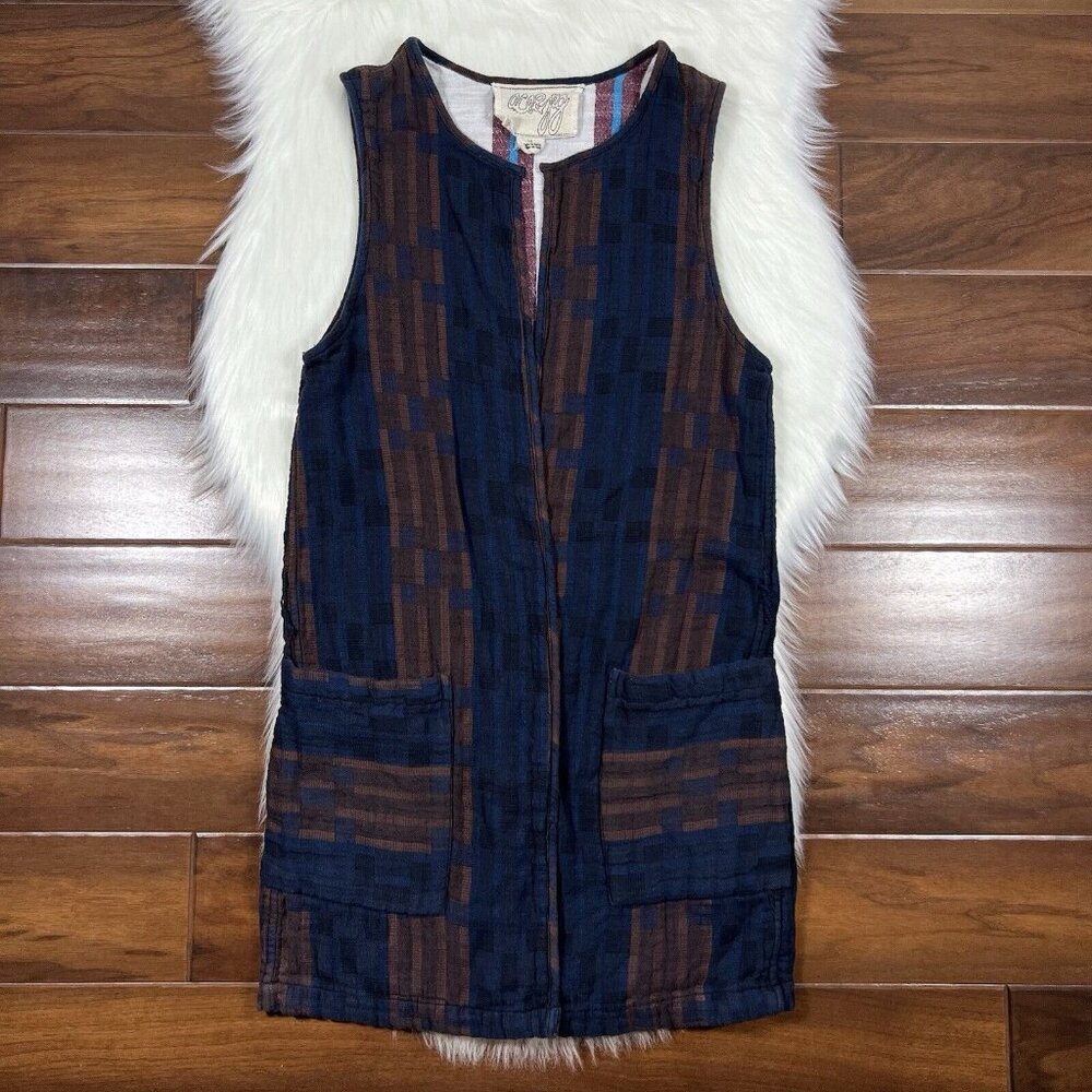 Ace & Jig Women's Size Medium Patterned Sleeveless Open Front Cardigan Duster
